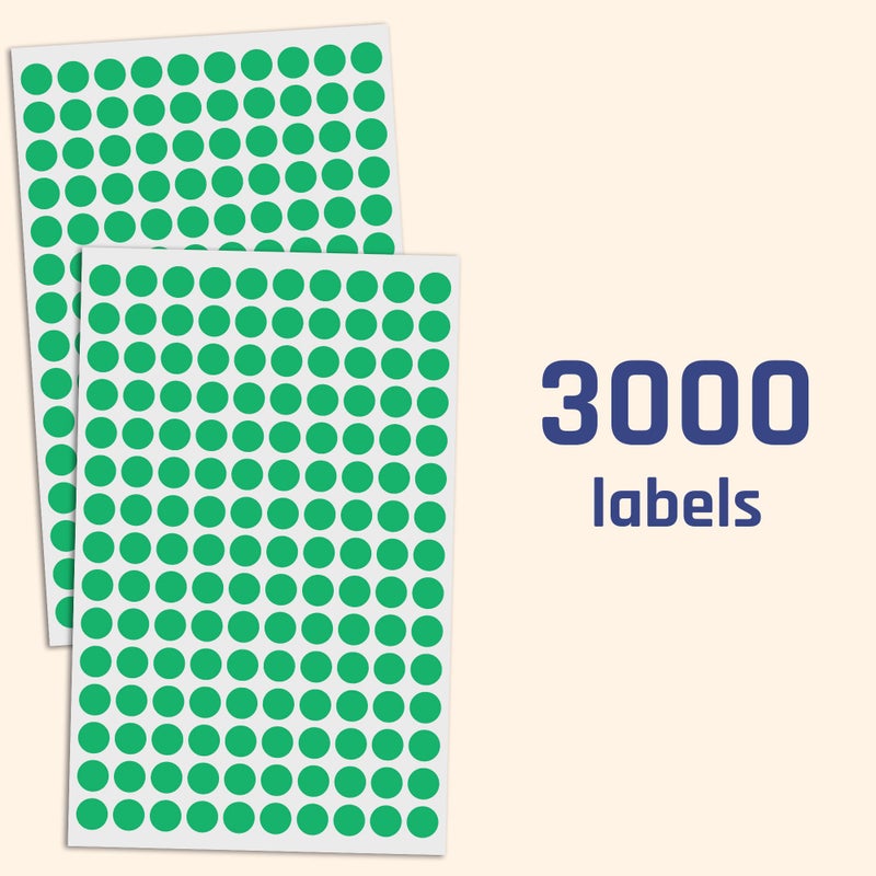 TownStix 3000 Pack, 0.375" Round Dot Stickers Circle Labels - Green - Image 4